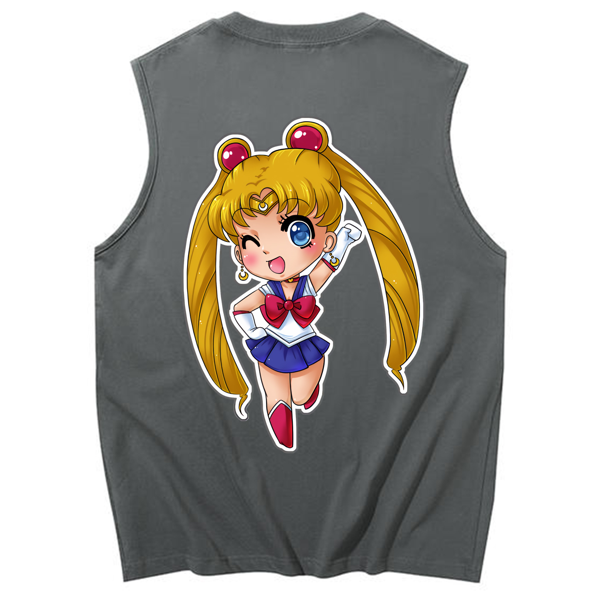 （画像用） 美少女戦士セーラームーン 月野 うさぎ つきの うさぎ Sailor Moon Tsukino Usagi コットン100％タンクトップ（背面プリント）